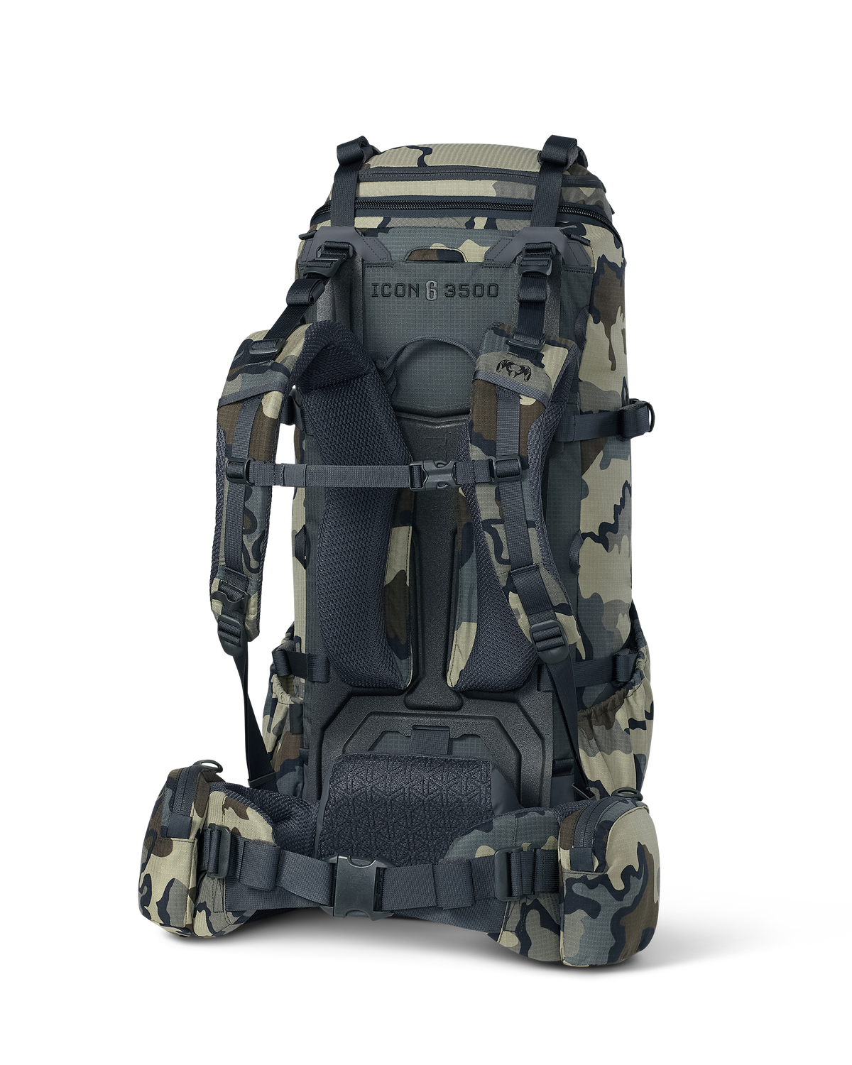 Back angled view of ICON 6 3500 Pack in Vias Camouflage