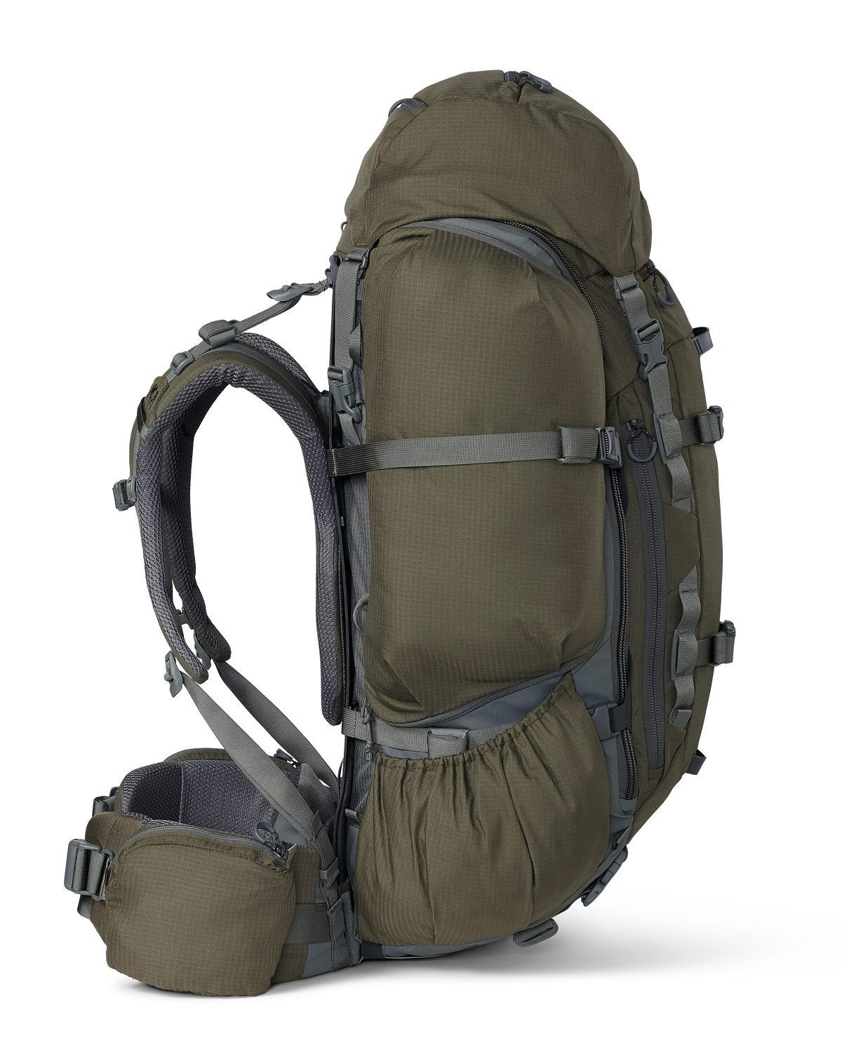 Left side view of ICON 6 8200 Pack in Ash Brown