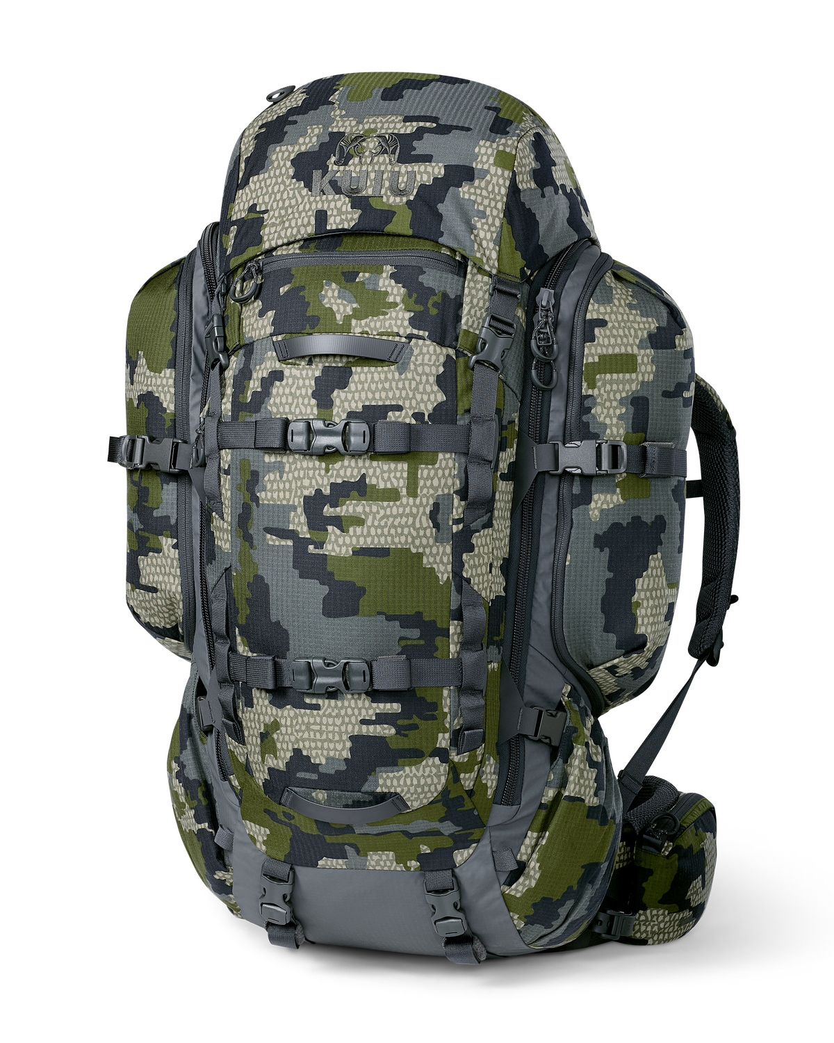 Front angled view of ICON 6 8200 Pack in Verde Camouflage