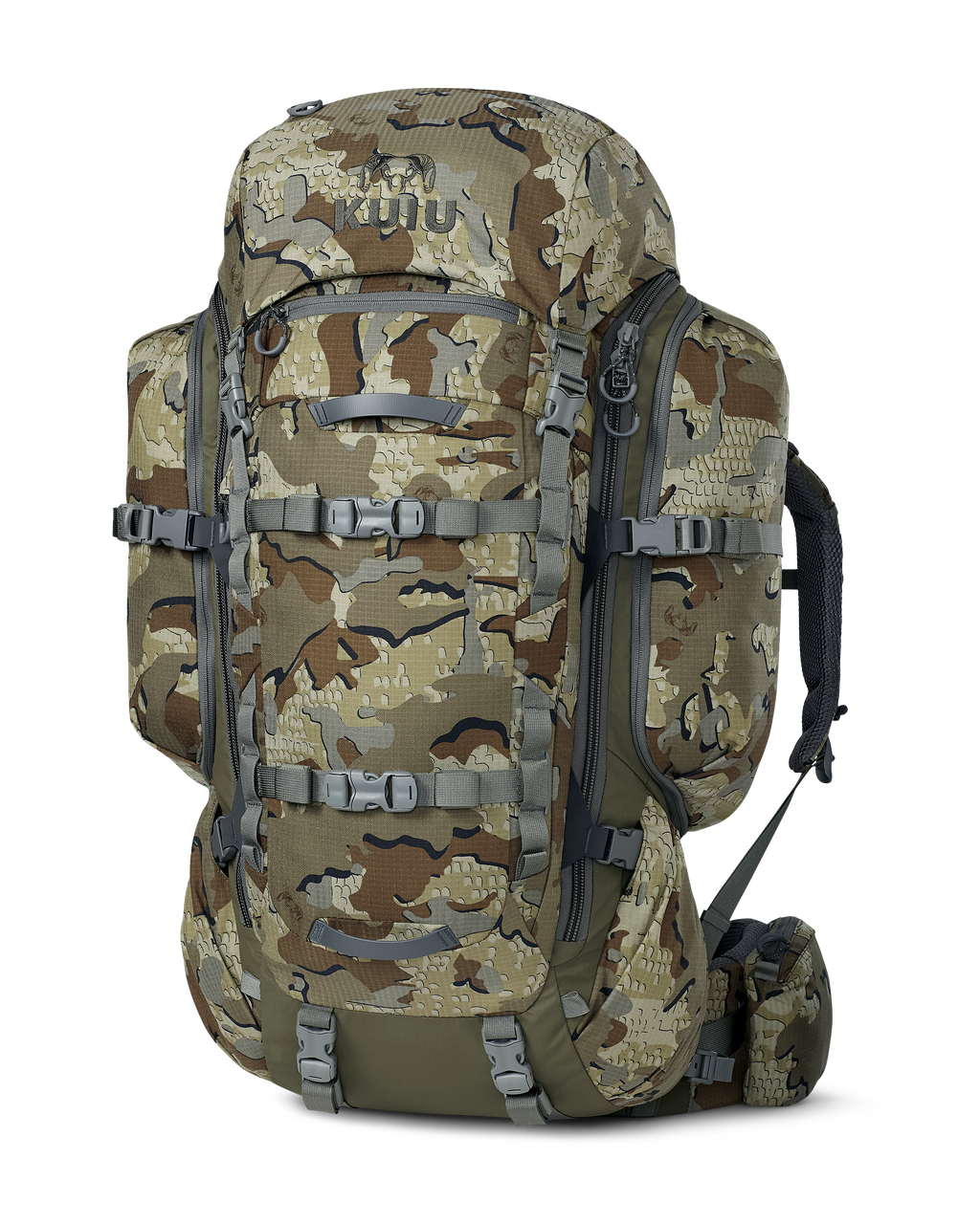 Front angled view of ICON 6 8200 Pack in Valo Camouflage