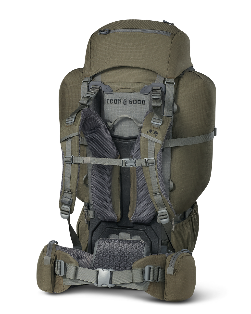 Back angled view of ICON 6 6000 Pack in Ash Brown