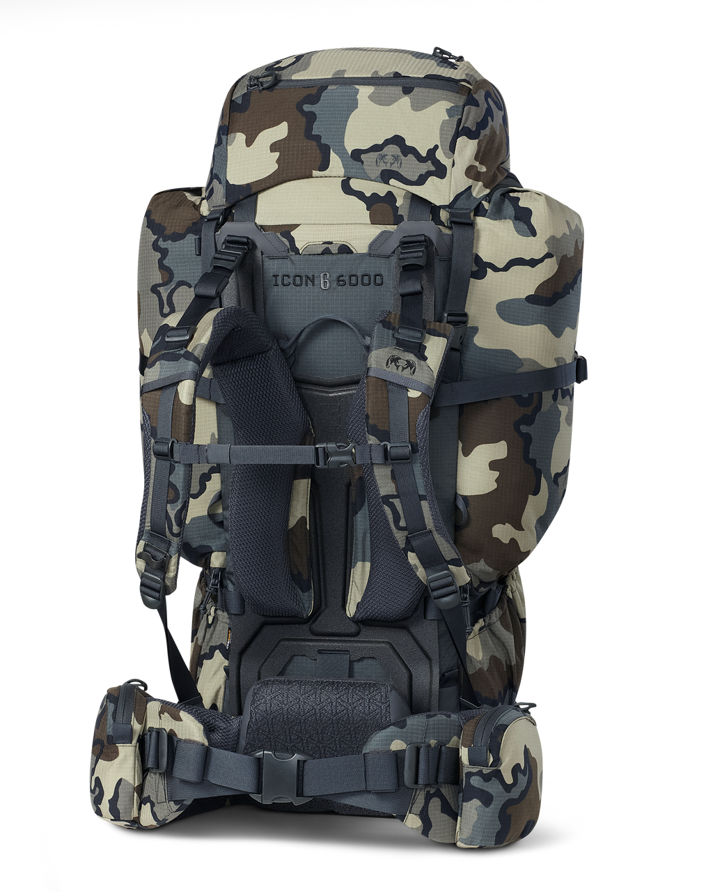 Back angled view of ICON 6 6000 Pack in Vias Camouflage