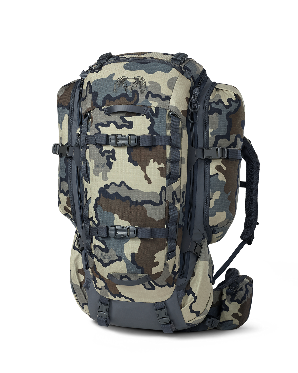 Front angled view of ICON 6 6000 Pack without lid in Vias Camouflage