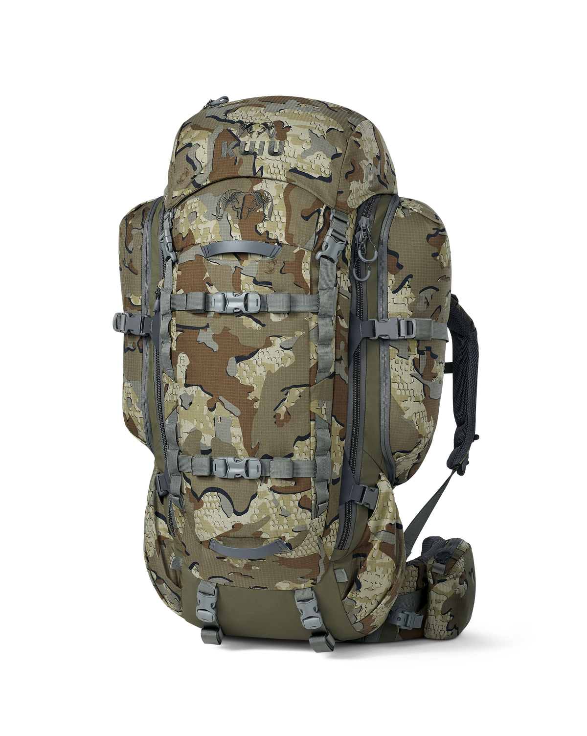 Front angled view of ICON 6 6000 Pack in Valo Camouflage