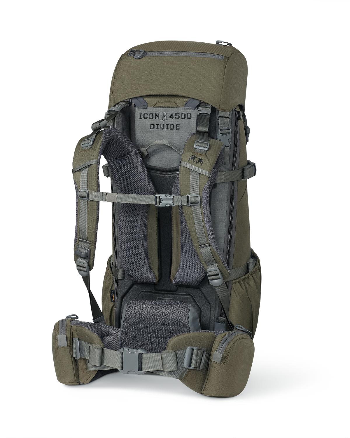 Back angled view of ICON 6 4500 Pack in Ash Brown