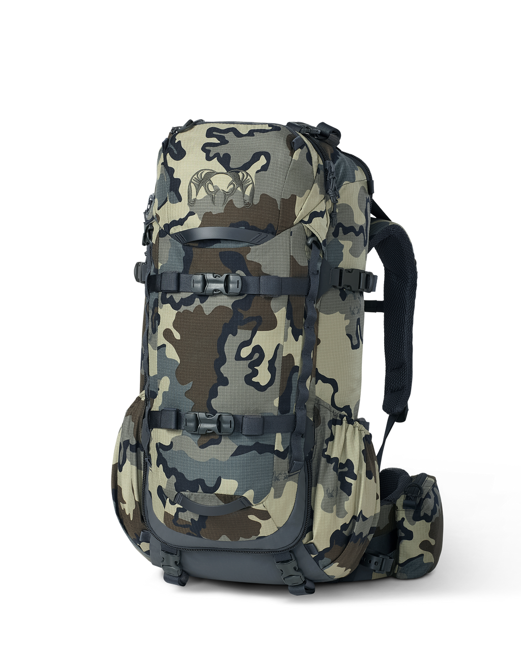 Front angled view of ICON 6 4500 Pack without lid in Vias Camouflage