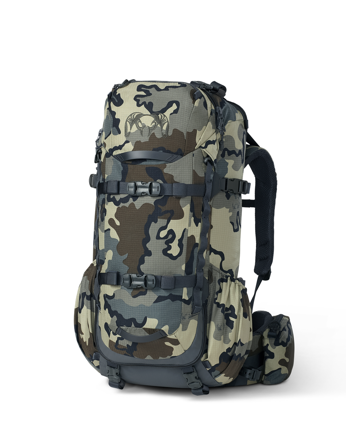 Front angled view of ICON 6 4500 Pack without lid in Vias Camouflage
