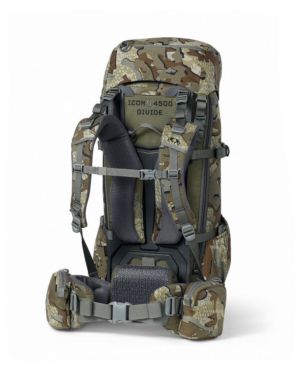 Back angled view of ICON 6 4500 Pack in Valo Camouflage