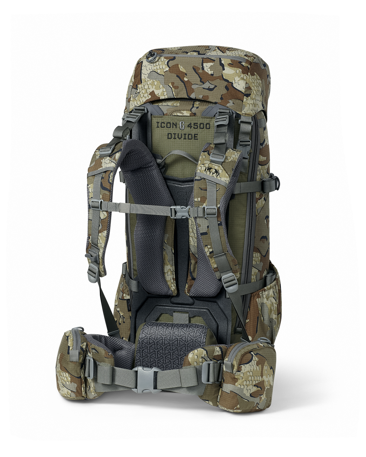 Back angled view of ICON 6 4500 Pack in Valo Camouflage