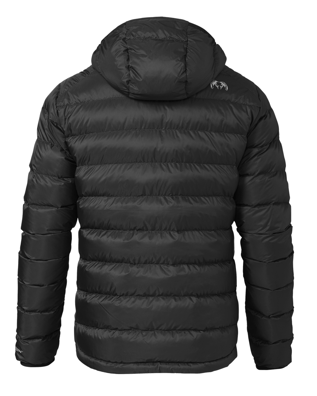 Back of Super Down LT Hooded Jacket in Black