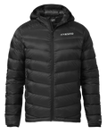 Front of Super Down LT Hooded Jacket in Black