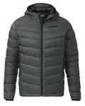 Front of Super Down LT Hooded Jacket in Gunmetal