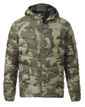 Front of Super Down LT Hooded Jacket in Valo Camouflage