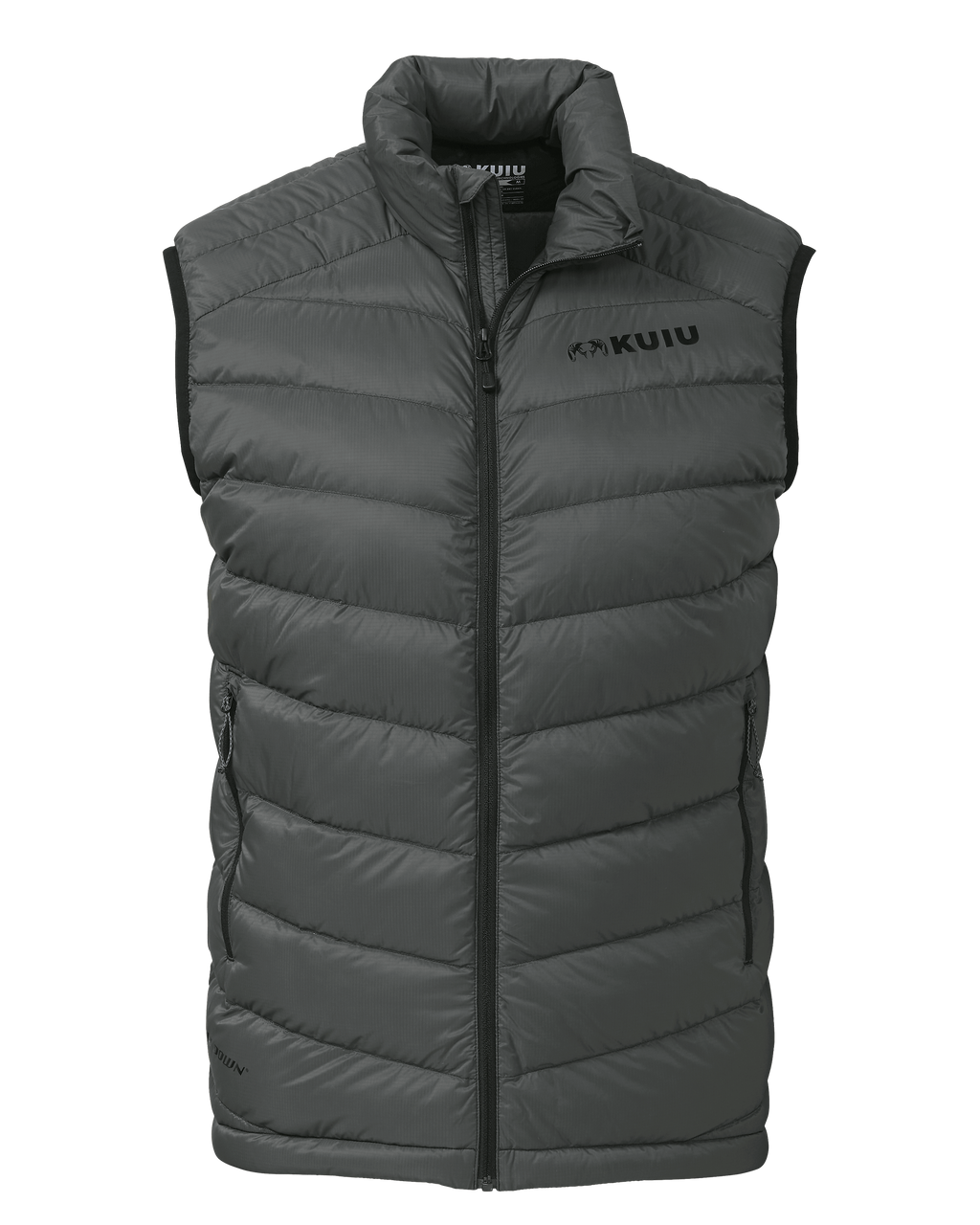 Front of Super Down LT Vest in Gunmetal Grey