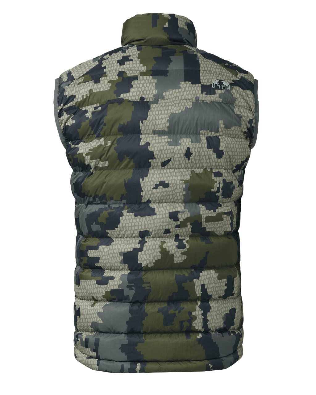 Back of Super Down LT Vest in Verde Camouflage