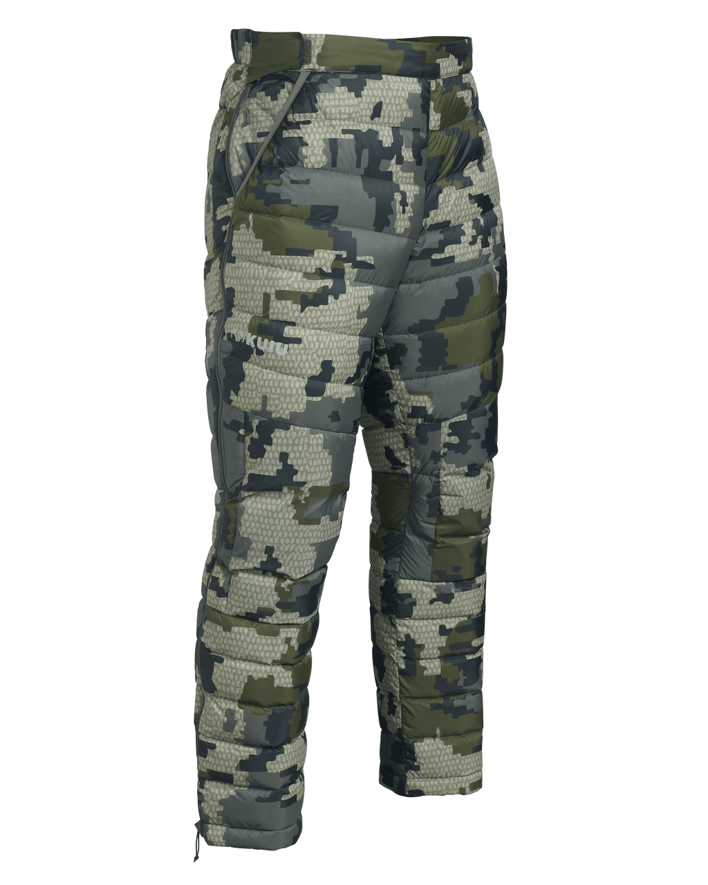 Front of Super Down LT Pant in Verde Camouflage