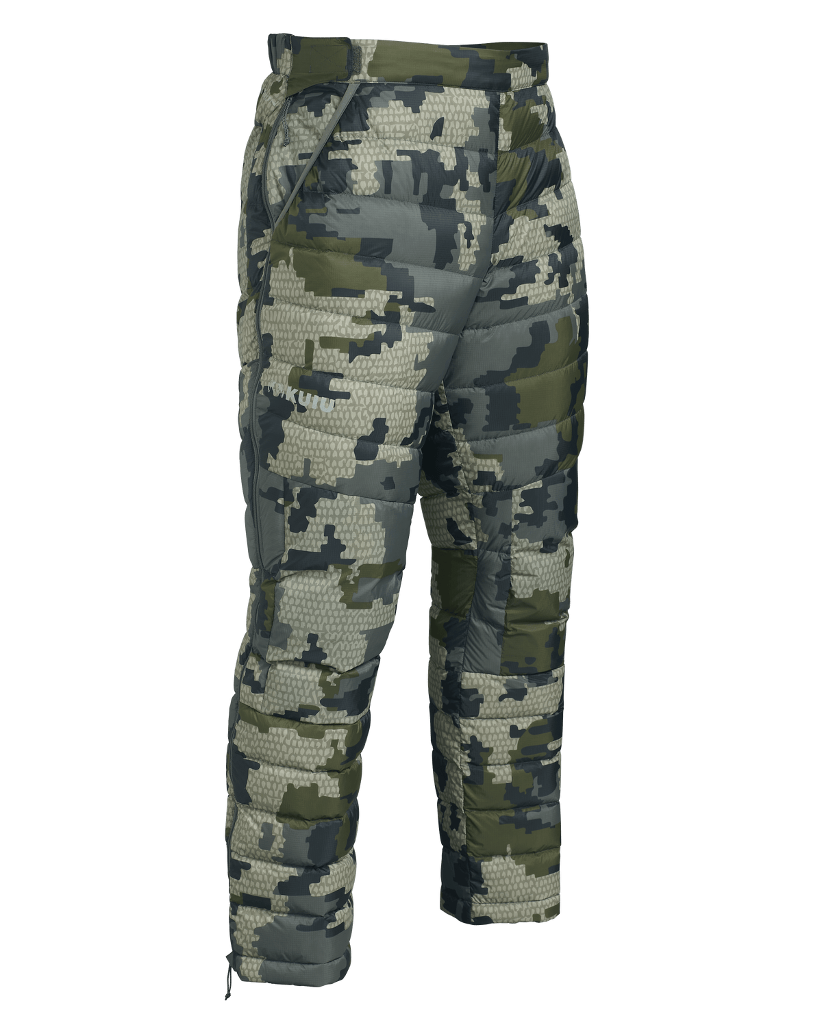 Front of Super Down LT Pant in Verde Camouflage