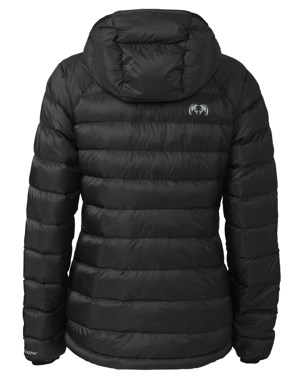 Back of Women's Super Down LT Hooded Jacket in Black