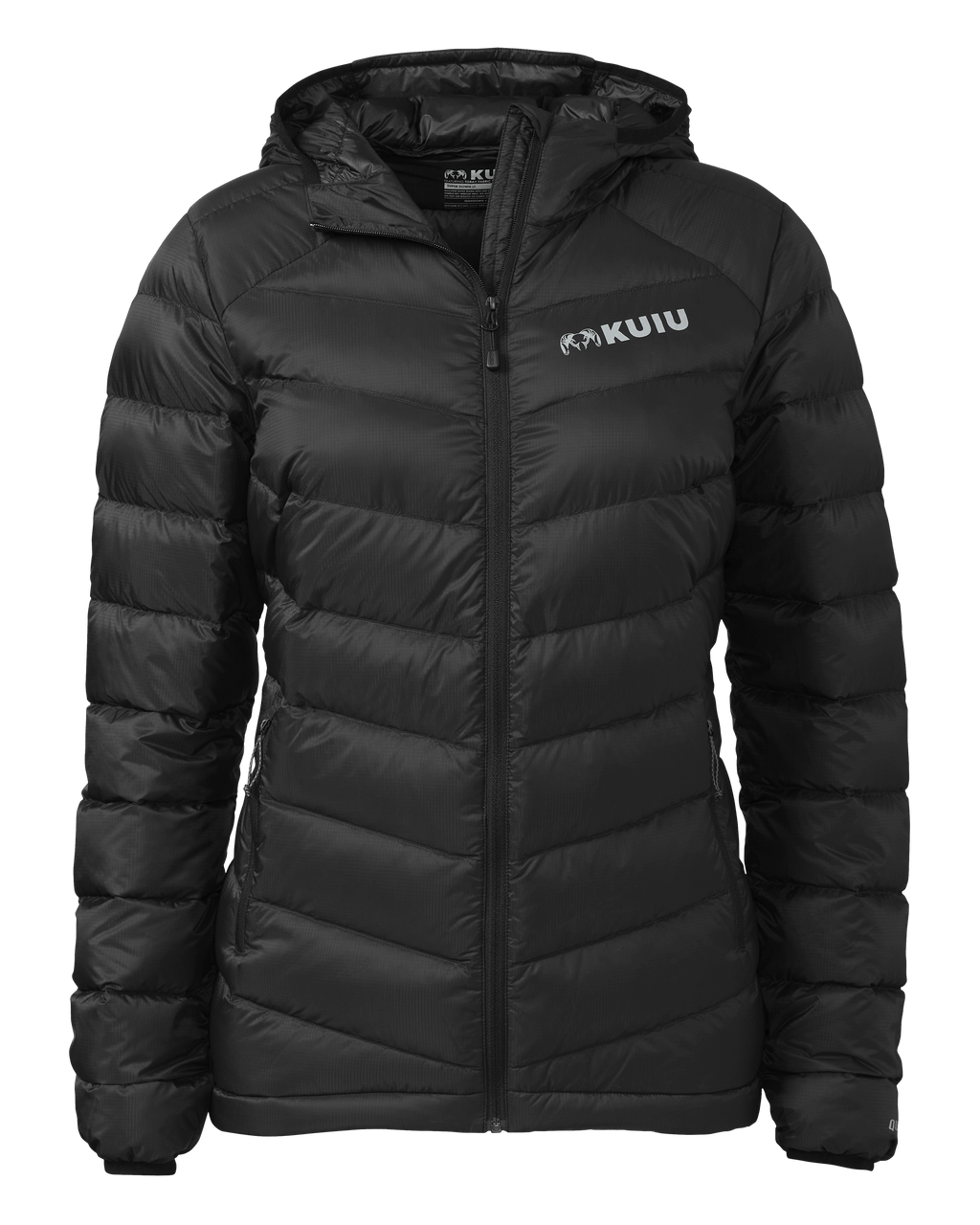 Front of Women's Super Down LT Hooded Jacket in Black