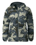 Front of Women's Super Down LT Hooded Jacket in Vias Camouflage