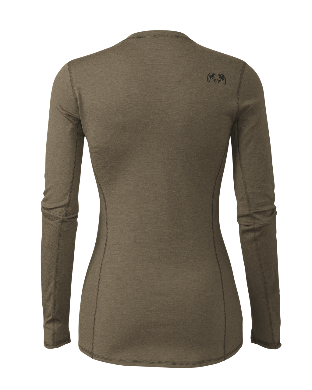 Back of Women's ULTRA Merino 145 LS Crew in Ash Brown
