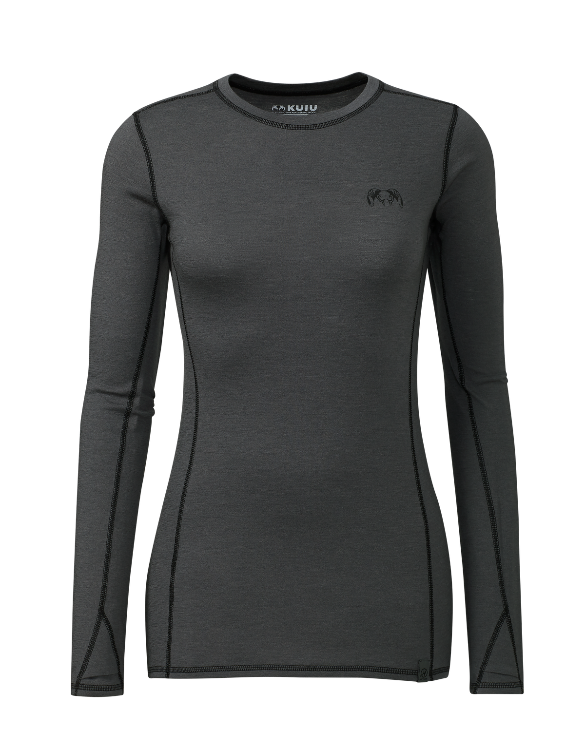 Front of Women's ULTRA Merino 145 LS Crew in Gunmetal Grey