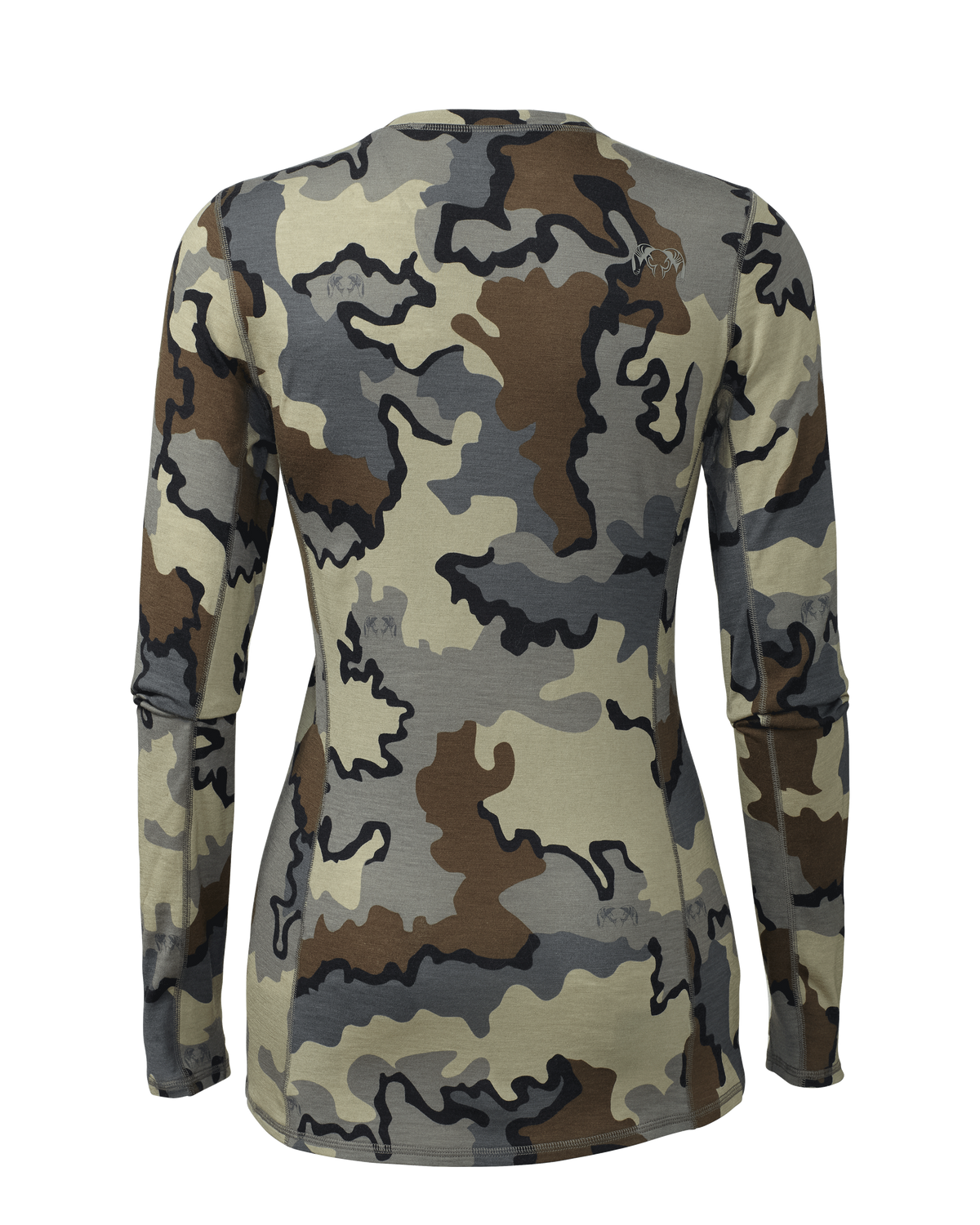 Back of Women's ULTRA Merino 145 LS Crew in Vias Camouflage