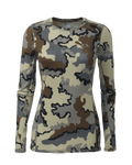 Front of Women's ULTRA Merino 145 Long Sleeve Crewneck Shirt in Vias Camouflage