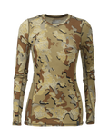 Front of Women's ULTRA Merino 145 Long Sleeve Crewneck Shirt in Valo Camouflage