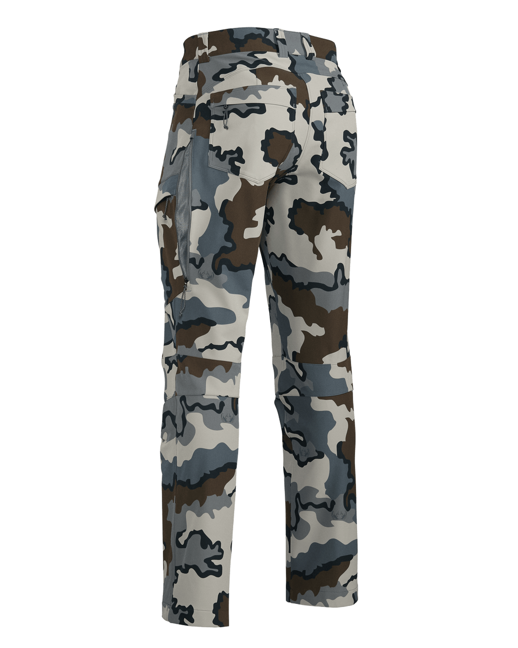 Back of Women's Attack Pant in Vias Camouflage with open hip vent