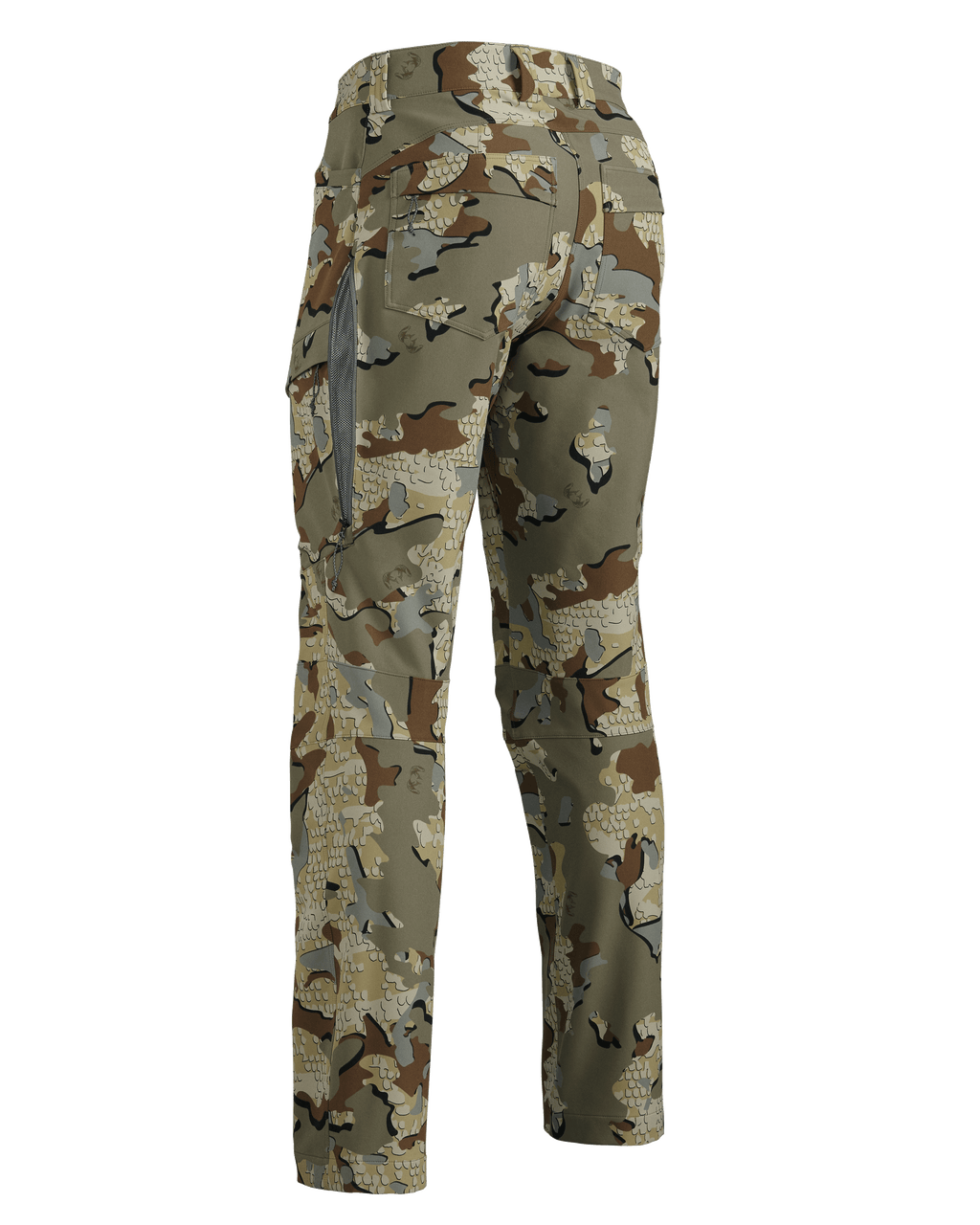 Back of Women's Attack Pant in Valo Camouflage with open hip vent