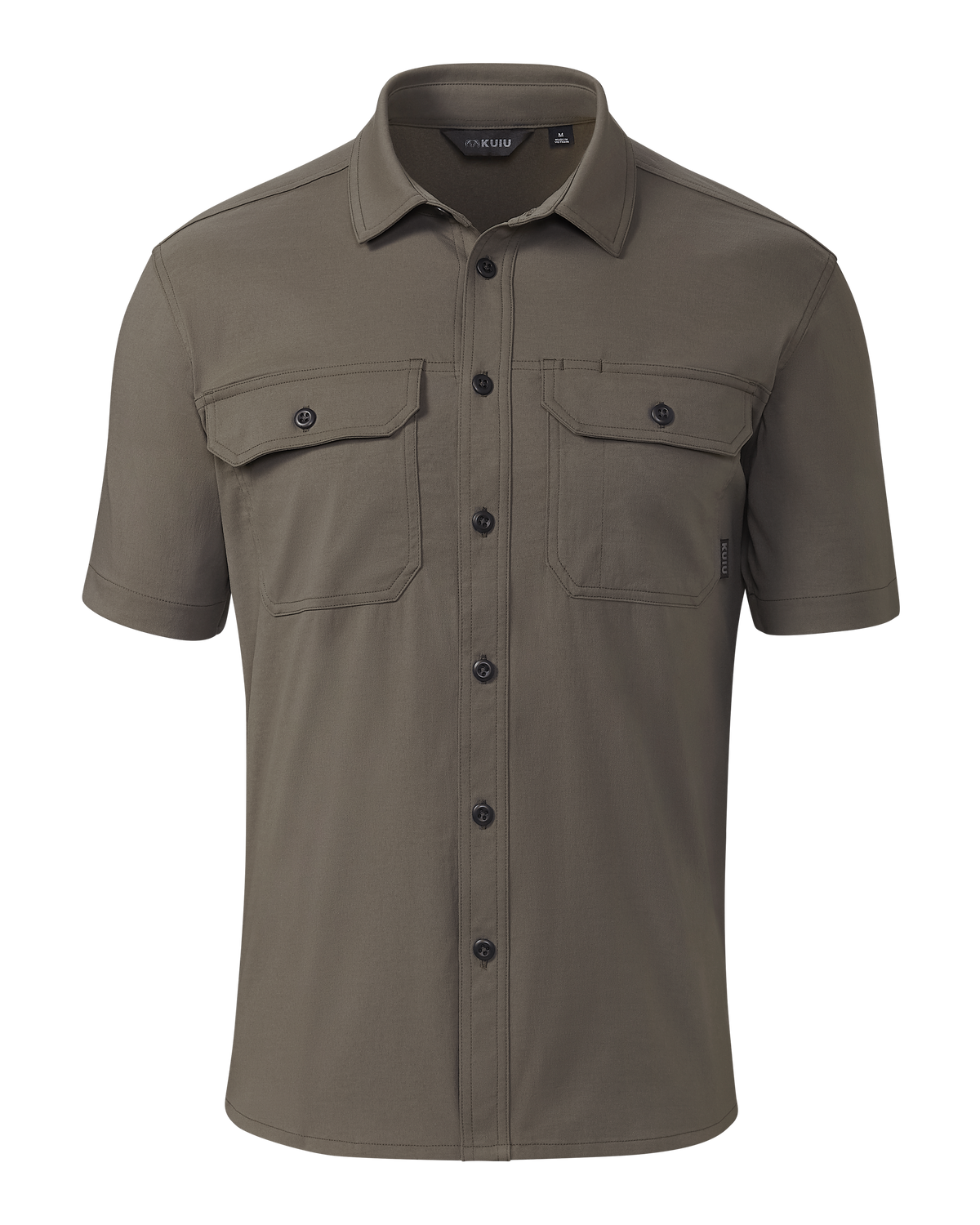 Front of Motive SS Workgrade Shirt in Rodeo Brown