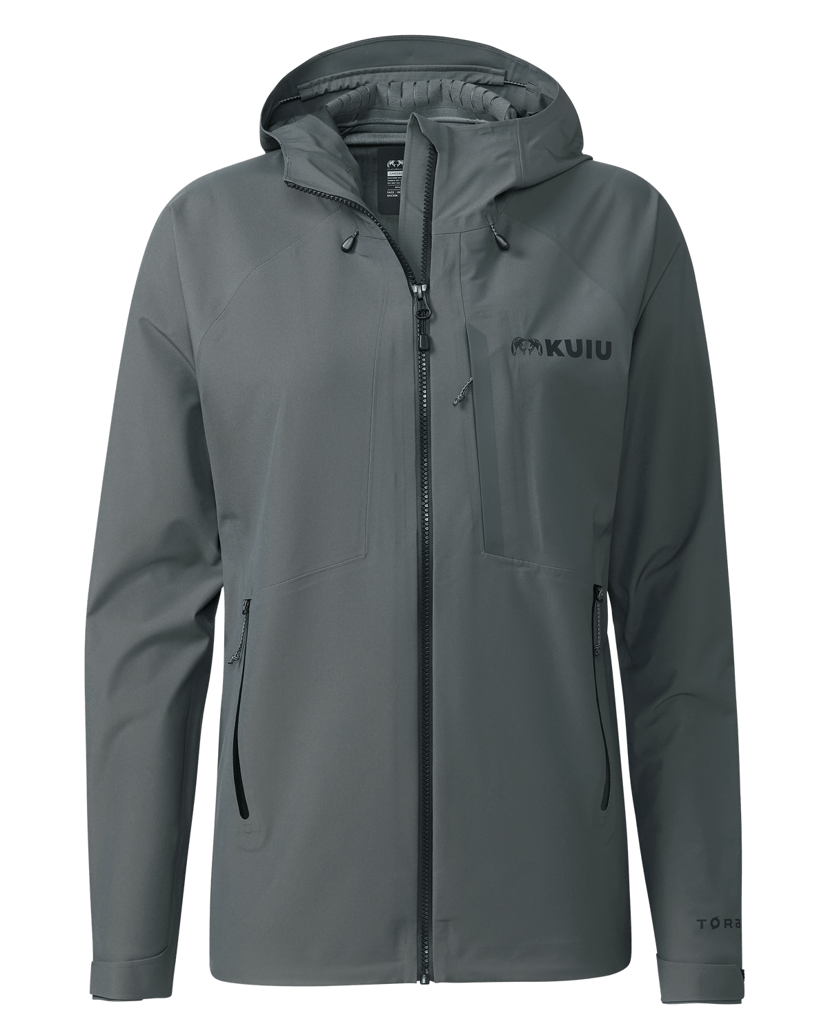 Front of Women's Chugach Rain Jacket in Gunmetal Grey Color