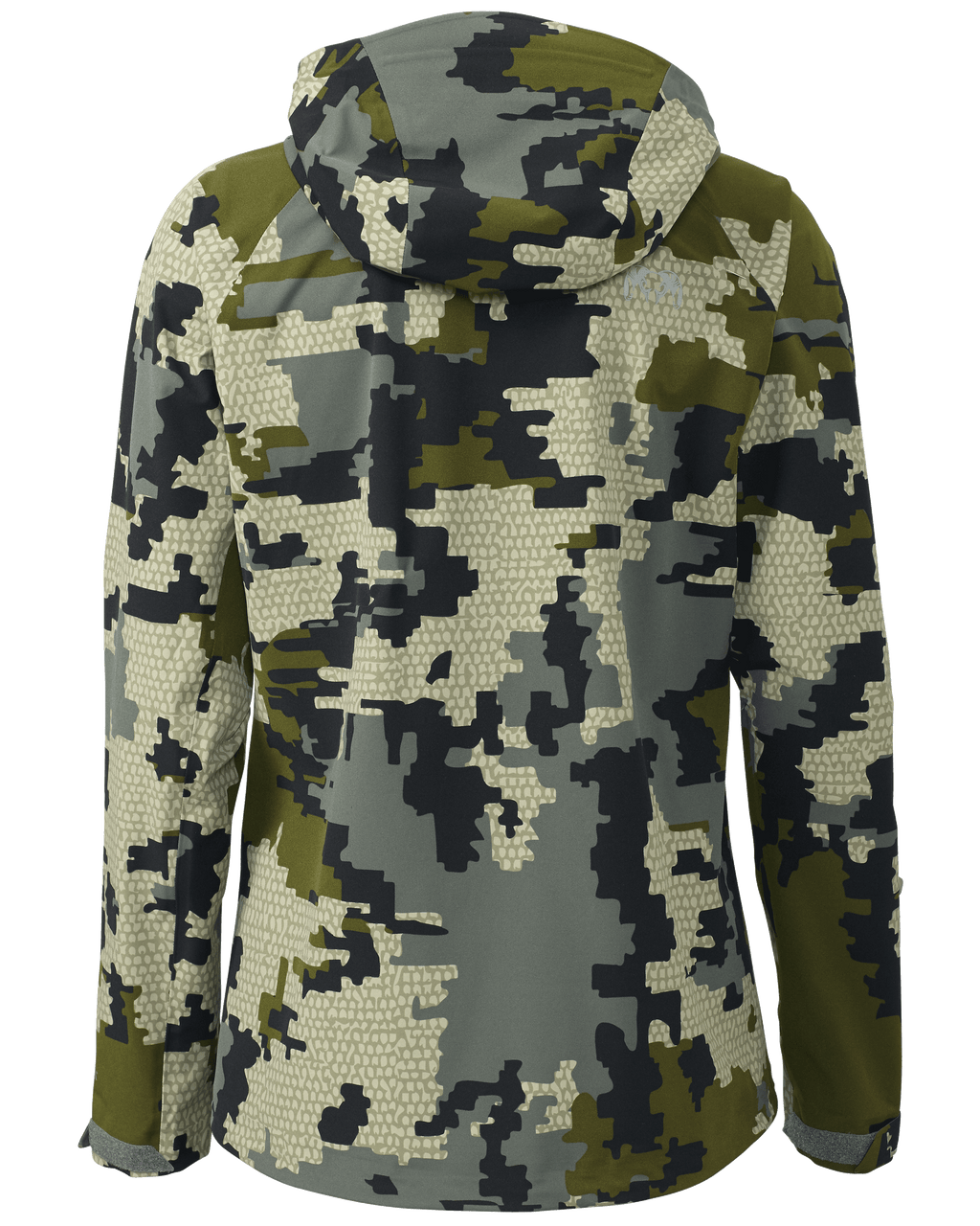 Back of Women's Chugach TR Rain Jacket in Verde Camouflage