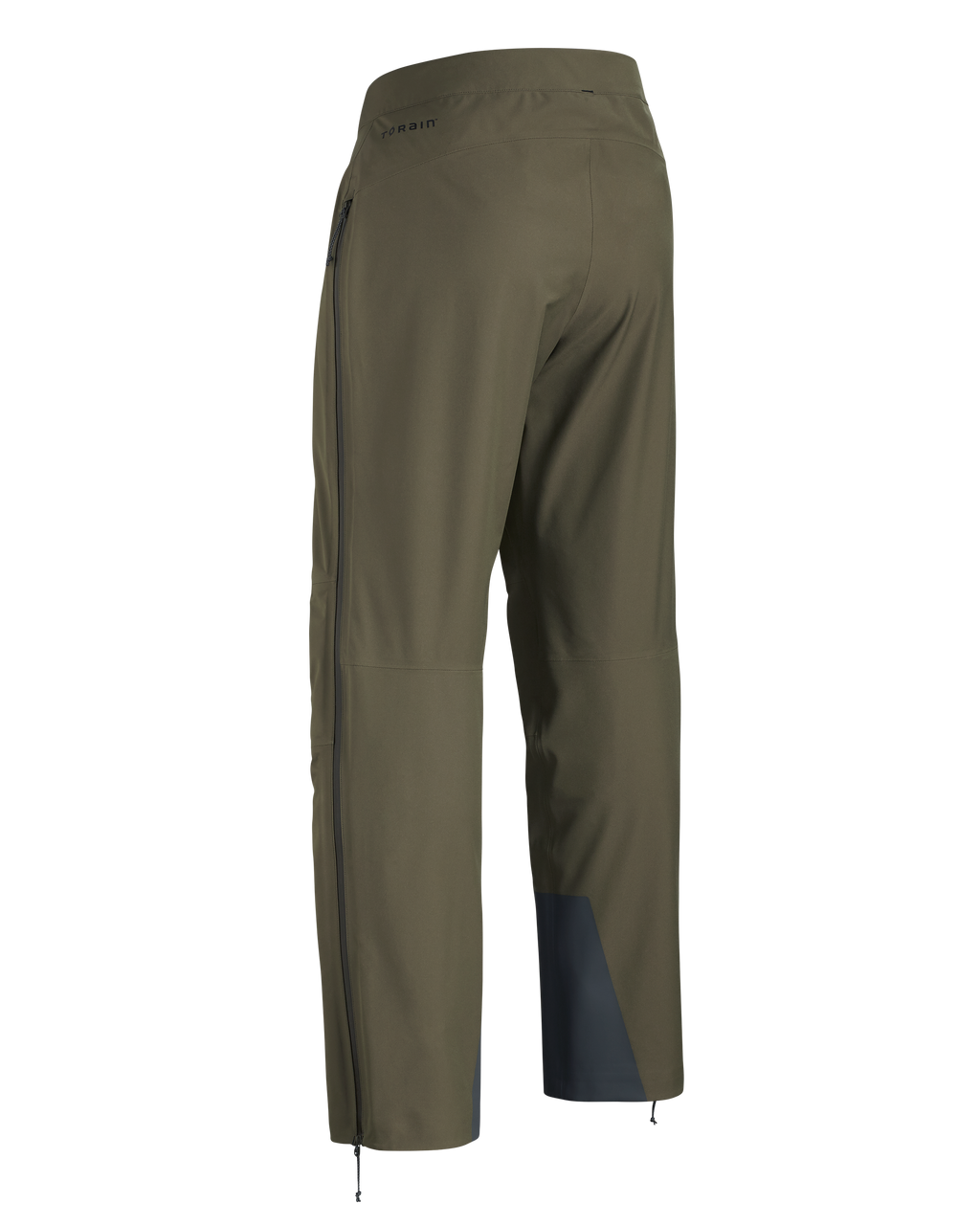 Back of Women's Chugach TR Rain Pant in Ash Brown showing full-length leg zipper