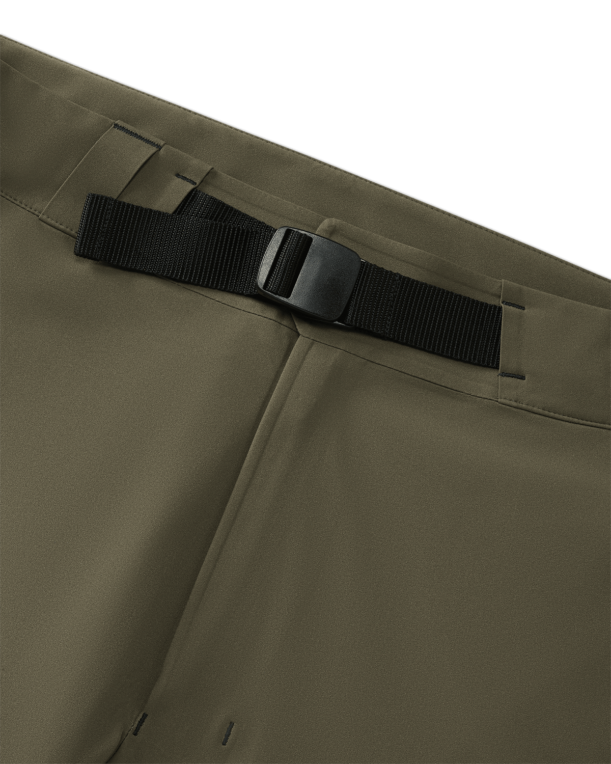 Front of Women's Chugach TR Rain Pants in Ash Brown Color Highlighting Adjustable Waist with Built-in Belt