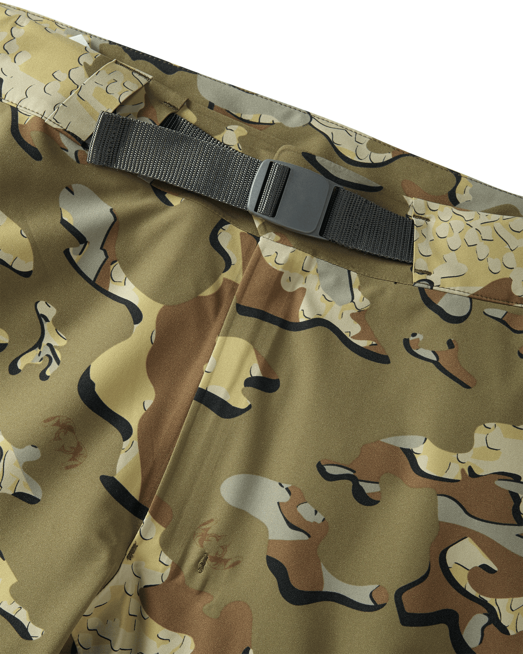 Detail of lower leg hem and partially opened zipper on Women's Chugach TR Rain Pant in Valo Camouflage
