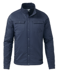 Front of Base Camp Insulated Snap Shirt in Steel Blue