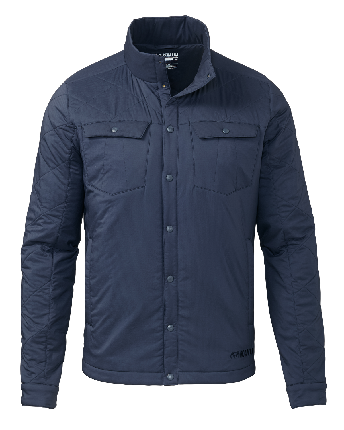 Front of Base Camp Insulated Snap Shirt in Steel Blue