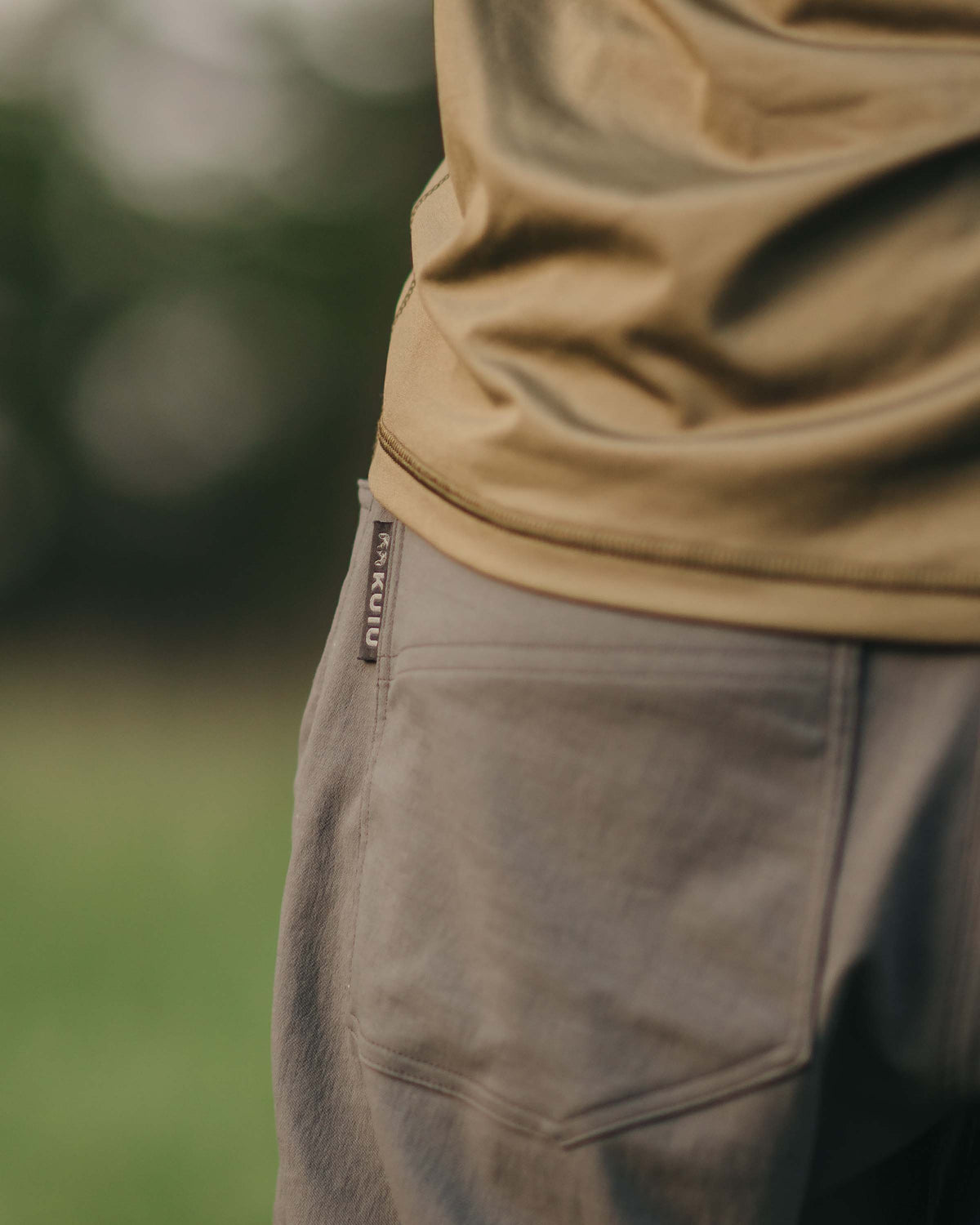Back Pocket View of Man in Switchback Pant in Khaki