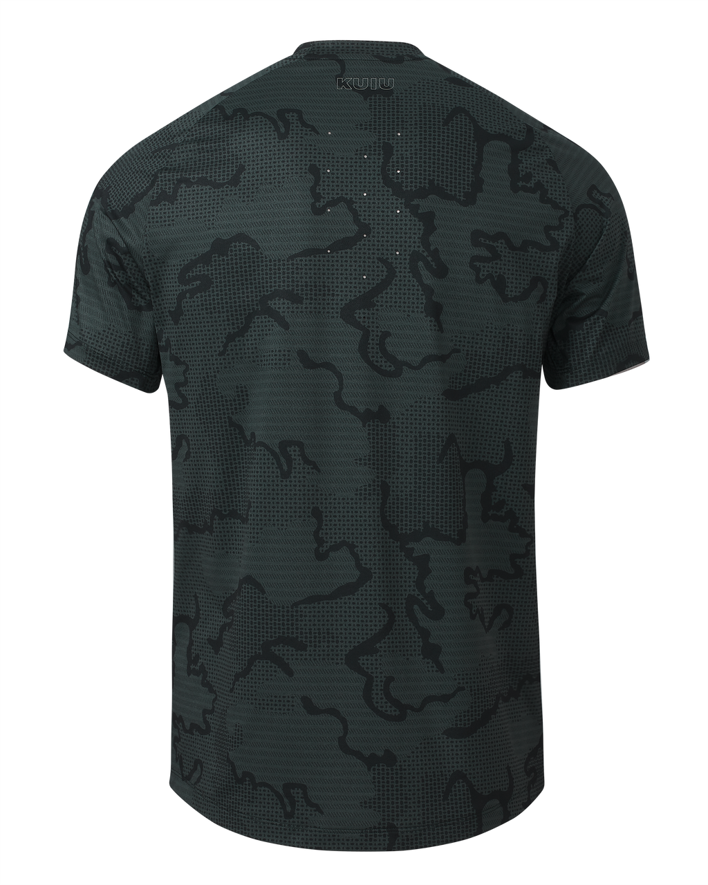 Back of TrailTrainer Short Sleeve Crew in Dark Iron Tonal