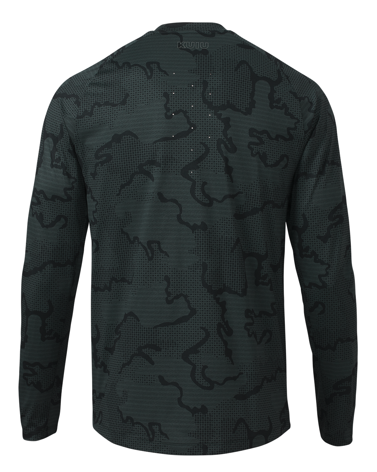 Back of TrailTrainer Long Sleeve Crew in Dark Iron Tonal