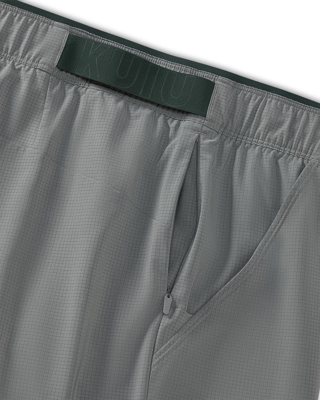 Close-up of TurboDry stretch waistband on the EnduroTrainer 7" Short in Shadow Grey