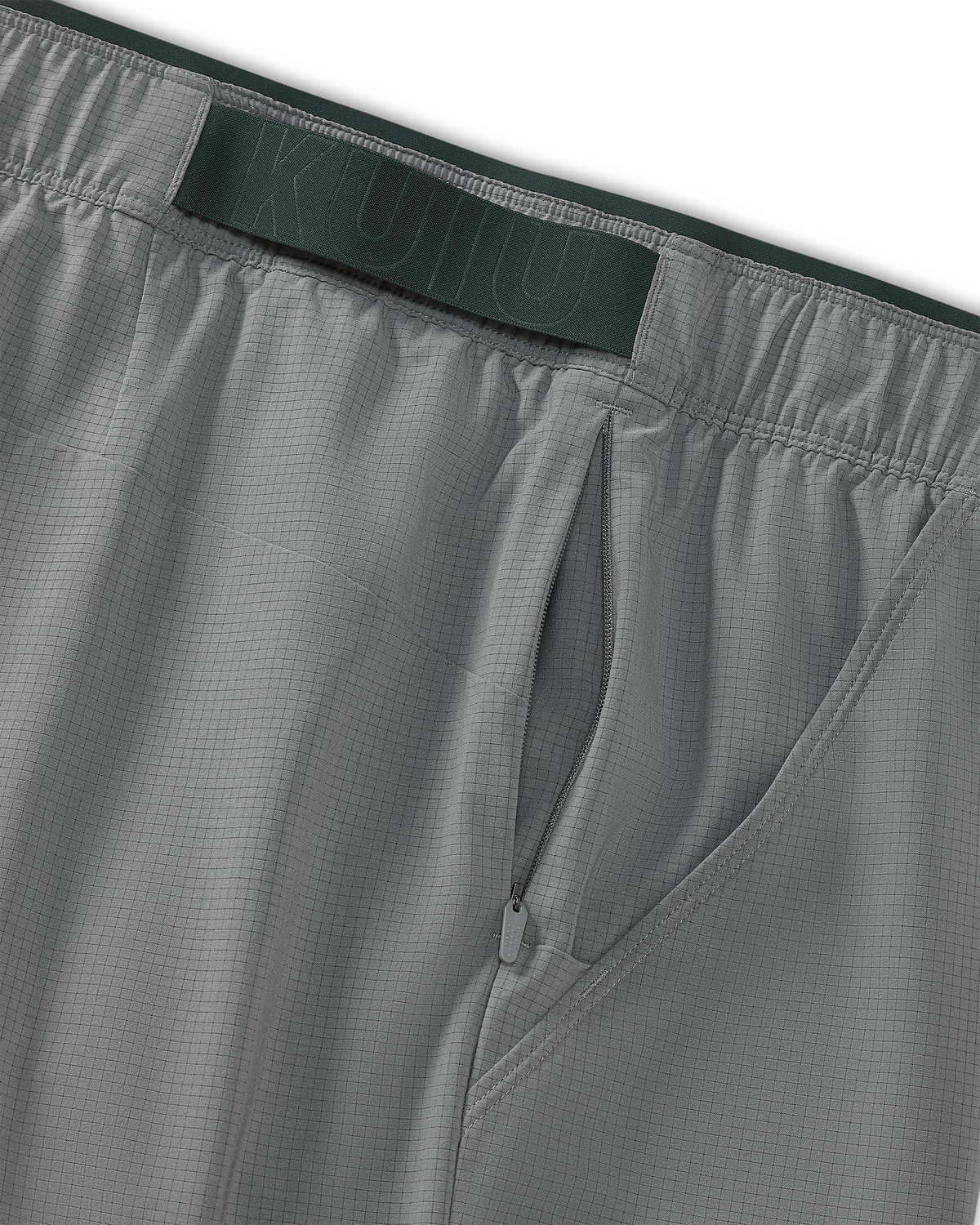 Close-up of TurboDry stretch waistband on the EnduroTrainer 7" Short in Shadow Grey