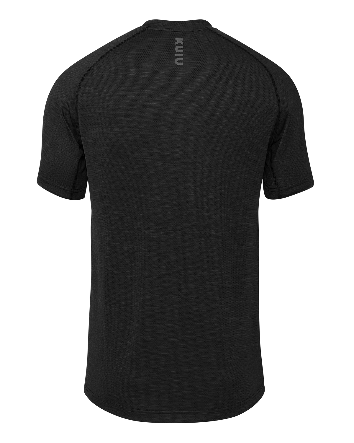Back of EnduroMesh Short Sleeve Crew in Black Heather