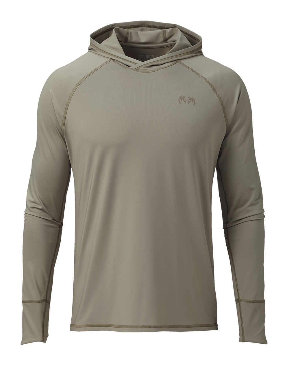 Front of Gila Long Sleeve Hoodie Shirt in Bone Light Brown
