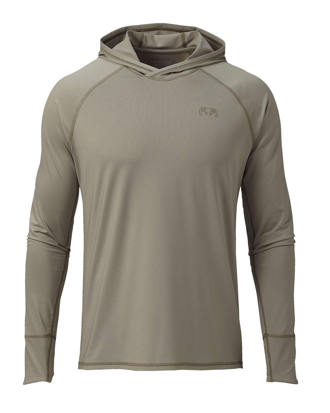 Front of Gila Long Sleeve Hoodie Shirt in Bone Light Brown