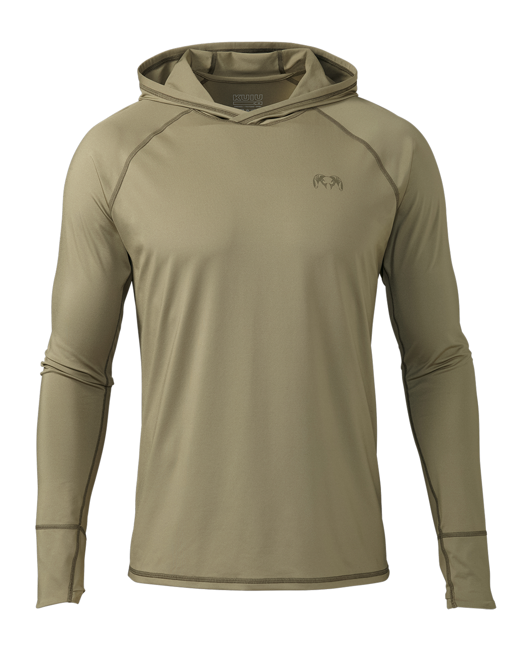 Front of Gila Long Sleeve Hoodie Shirt in Khaki