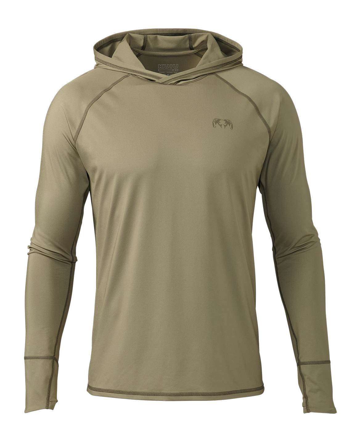 Front of Gila Long Sleeve Hoodie Shirt in Khaki