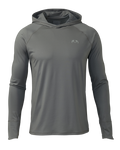 Front of Gila Long Sleeve Hoodie Shirt in Stone Grey